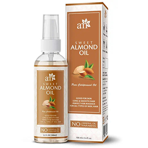 AromaMusk 100% Pure Cold Pressed Sweet Almond Hair Oil For Massage, Skin, Under Eye & Hair, 100ml Aroma Musk 