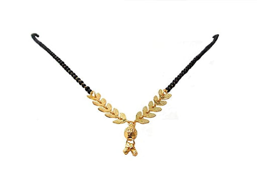 Shree Mauli Creation Alloy Black Golden Drop Leaf Layer Mangalsutra Necklace for Women Jewellery Sets Shree Mauli Creations 
