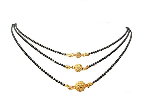 Shree Mauli Creation Alloy Black Golden Ball 3 Line Mangalsutra Necklace For Women Jewellery Sets Shree Mauli Creations 