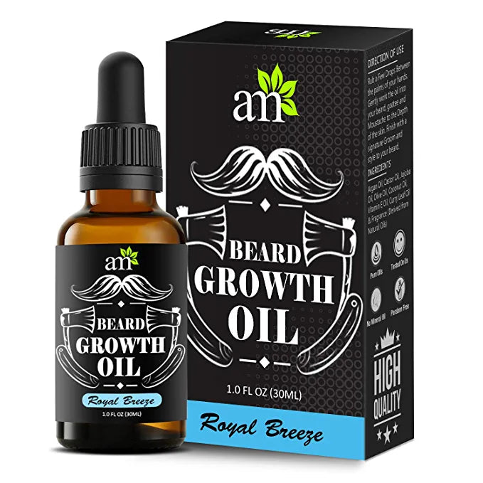 AromaMusk 100% Natural Beard & Hair Growth Oil - Royal Breeze, 30ml (With Goodness Of Argan, Jojoba & Vitamin E Oil) Aroma Musk 