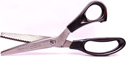 Shalimar Brand 10" Professional Zig Zag Scissor for Cloth Fabric Cutting and Tailoring Work,Mild Steel, Ergonomic Grips,Ultra-Sharp, Pinking Shears for Sewing, Craft, Dressmaking, Fabrics Art and Craft 10 Inches scissors Shalimar 