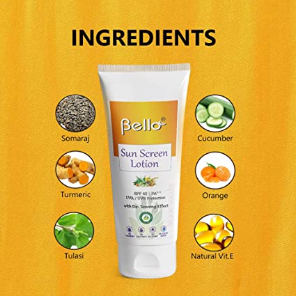 Bello Sunscreen Lotion SPF 40 With De-tanning Effect Pack of 2 Cosmetics Bello Herbals 