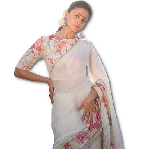 Sidhidata Textile Women's Digital Floral Printed Pure Cotton Linen Saree With Unstitched Blouse Piece Pure Cotton Linen Saree Sidhidata Textile 