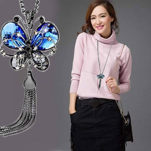 Butterfly Pendant with Blue Stones Pendants University Trendz 