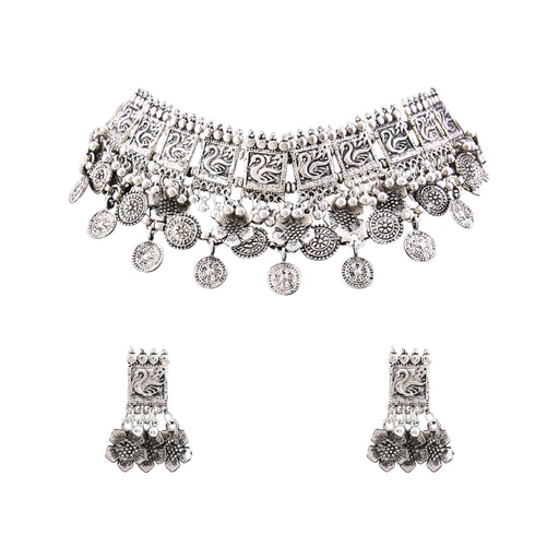 Aradhya Fashion Jewellery Antique Oxidised Silver Plated Tribal Jewellery Necklace Earring Set for Women & Girls.… Artifical Jewellery Aradhya Jewellery 