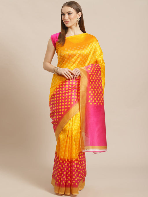 SVB Saree Yellow And Pink Mysore Silk Saree SAREES SVB Sarees 