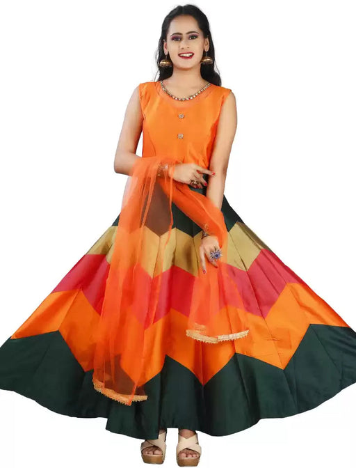 ilyana Anarkali Gown (Orange) Apparel & Accessories ILYANA 