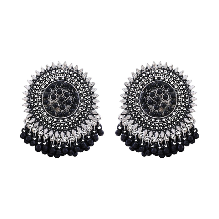 Aradhya Alloy Metal Fashion Wear Black Beads Design Silver Oxidised Earrings for women and girls… Artifical Jewellery Aradhya Jewellery 