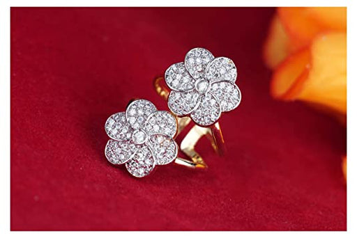 JFL- Jewellery for Less Contemporary Floral American Diamond Studded Gold Plated Fancy Finger Ring for Women & Girls. JFL 