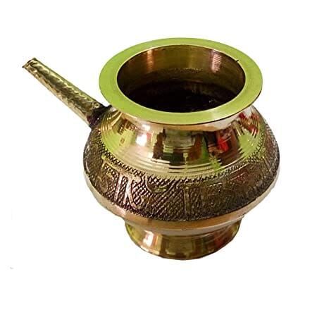 Salvus APP SOLUTIONS Traditional Embossed Brass Karwa Chauth LotaKalash for Pooja- No 8 Home Decors Salvus App Solutions 