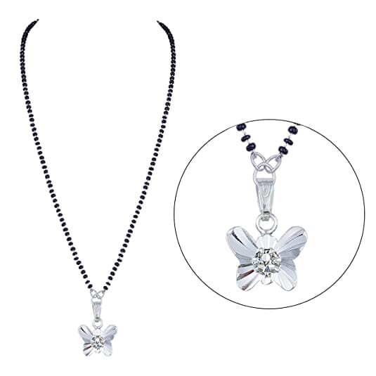 JFL - Jewellery for Less Stylish Silver Plated Designer Beautiful Butterfly Shape Pendant Mangalsutra for Women. (Butterfly) JFL 