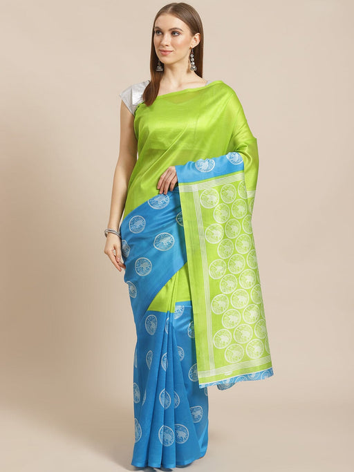 SVB Saree Blue And Green Mysore Silk Saree SAREES SVB Sarees 