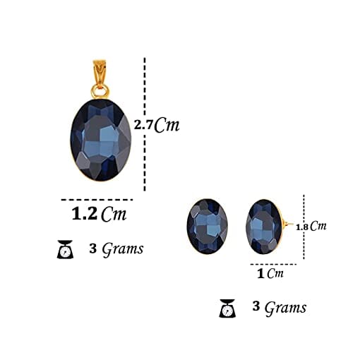JFL - Jewellery For Less Latest One Gram Gold Plated Fancy Crystal Pendant with Earrings for Women & Girls ( Monteno Blue ) JFL 