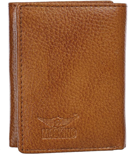 Genuine Leather 3 fold Wallet NDM Tan MASKINO ENTERPRISES 