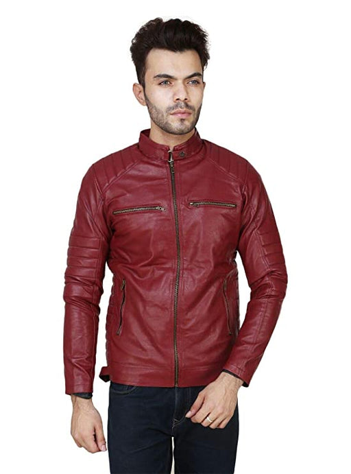 Garmadian Maroon Pu Leather Jacket for Men, Boys Jackets Demind Fashion 