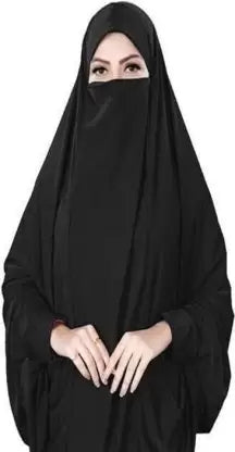 ilyana RUMALI_BLACK_FS Cotton Jersey Solid Abaya With Hijab (Black) Apparel & Accessories ILYANA 