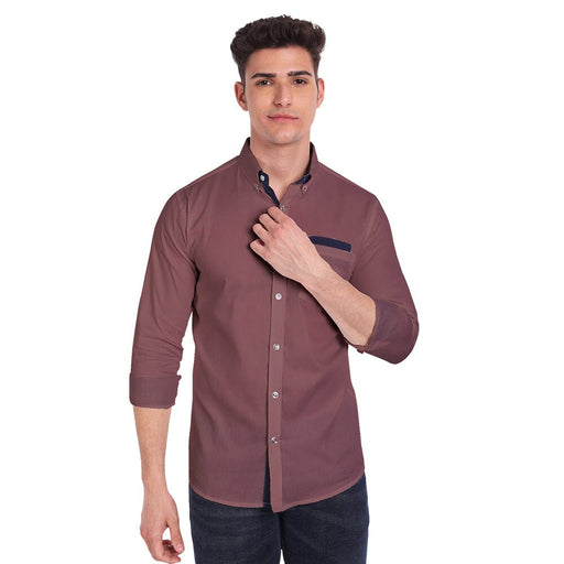 Vida Loca Rust Cotton Solid Slim Fit Full Sleeves Shirt For Men's Apparel & Accessories Accha jee online 