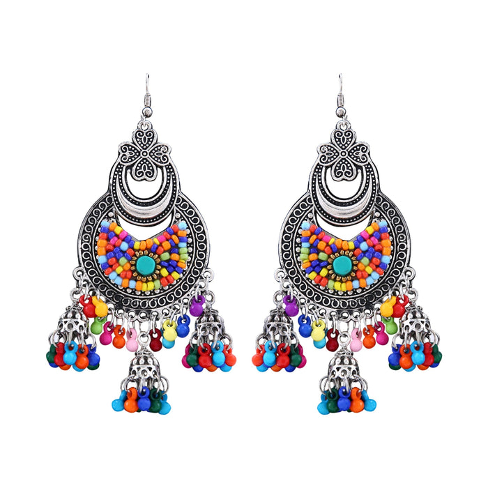 Aradhya bollywood inspired Multi Colour Beads Design Silver Oxidised Drop Earrings for women and girls… Artifical Jewellery Aradhya Jewellery 