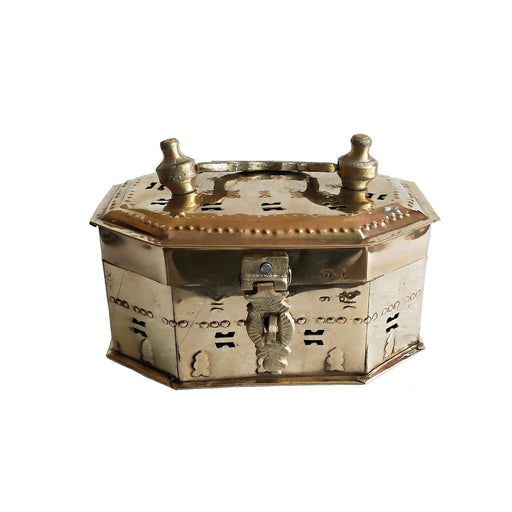 Salvus APP SOLUTIONS Antique Brass Octagonal Shape Vintage Pan Dan Pan Dibbi, Betel Box (Gold_4x4x7 inch) Home Decors Salvus App Solutions 