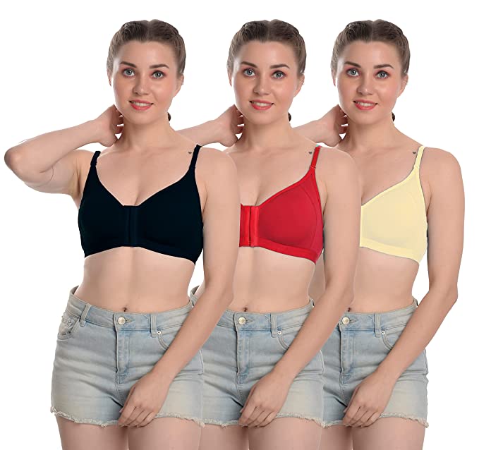 Clothonics Front Open Non Padded Non Wired Cotton Everyday Bra Clothonics 
