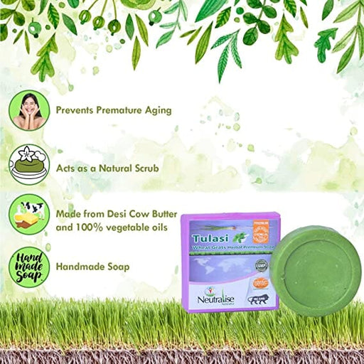 Roll over image to zoom in Neutralise Naturals Premium Herbal Tulasi Wheat Grass Soap | Natural Soap Tulasi Wheat Grass Soap Neutralise Naturals. 