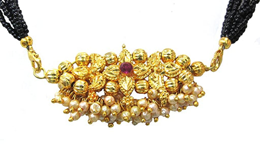 Shree Mauli Creation Alloy Black Golden Ghungaru Pendant Mangalsutra Necklace For Women Jewellery Sets Shree Mauli Creations 