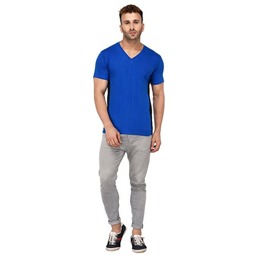 BKS COLLECTION V Neck Blue Colour Half Sleeves Men's Solid Regular Fit Polo T-Shirt t-shirt BIRENDER KUMAR SHARMA 