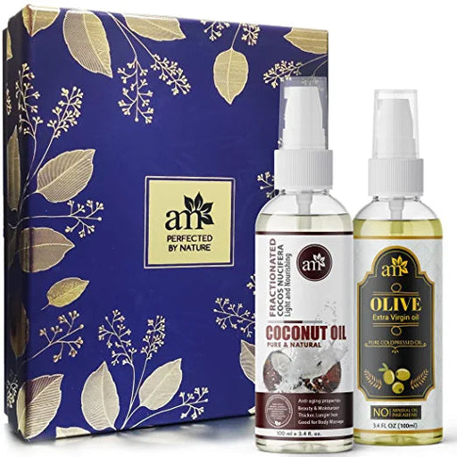 AromaMusk Aesopian Gift Box Personal Care Kit (Fractionated Coconut Oil + Extra Virgin Olive Oil) Aroma Musk 