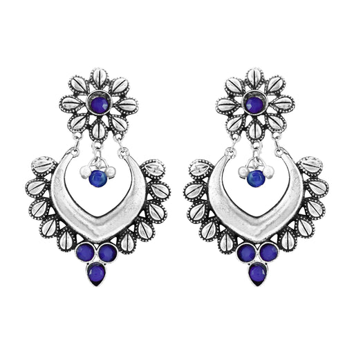 Aradhya bollywood inspired Blue Stone Design German Silver Oxidised Drop Earrings for women and girls… Artifical Jewellery Aradhya Jewellery 