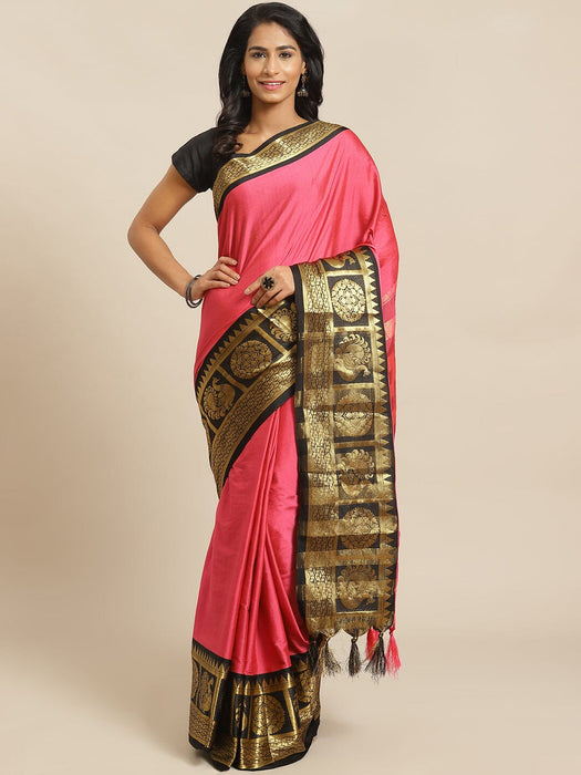 SVB Saree Pink And Black Embellished saree SAREES SVB Sarees 