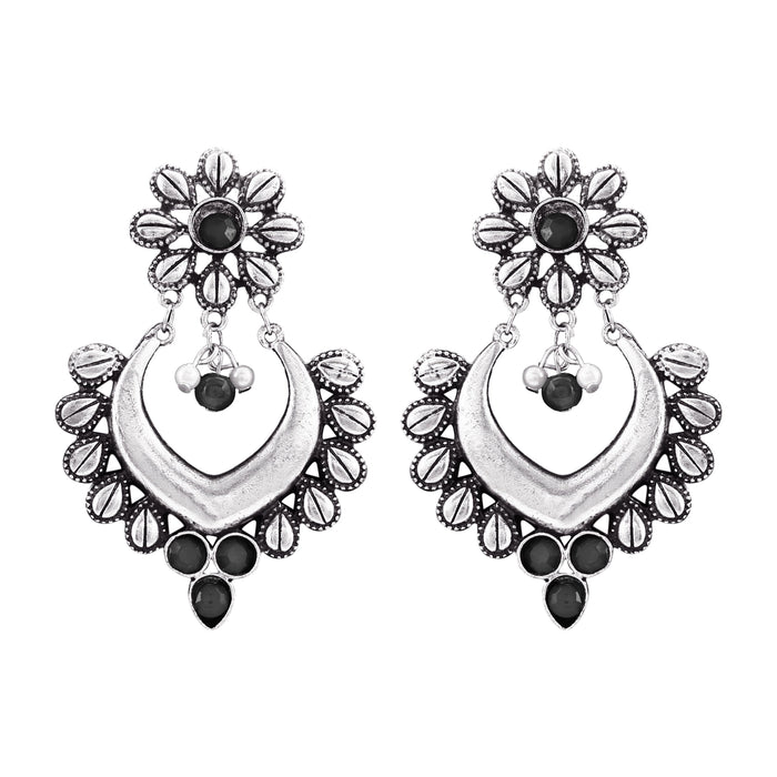 Aradhya bollywood inspired Black Stone Design German Silver Oxidised Drop Earrings for women and girls Artifical Jewellery Aradhya Jewellery 