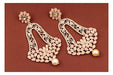 JFL - Jewellery for Less Gold Tone Floral Cz LCD Diamond and Polki Stone Studded Dangler Earrings for Women and Girls JFL 