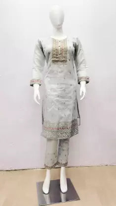 Women Kurta and Pant Set (Grey) Apparel & Accessories ILYANA 