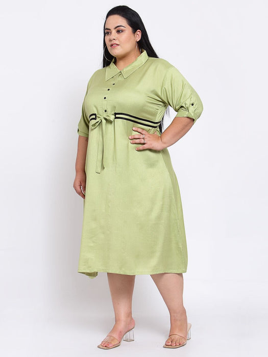 FAZZN Plus Size Green Colour Half Sleeves Dress Dresses Haul Chic 