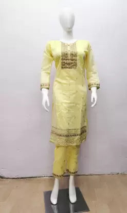 Women Kurta and Pant Set (Yellow) Apparel & Accessories ILYANA 