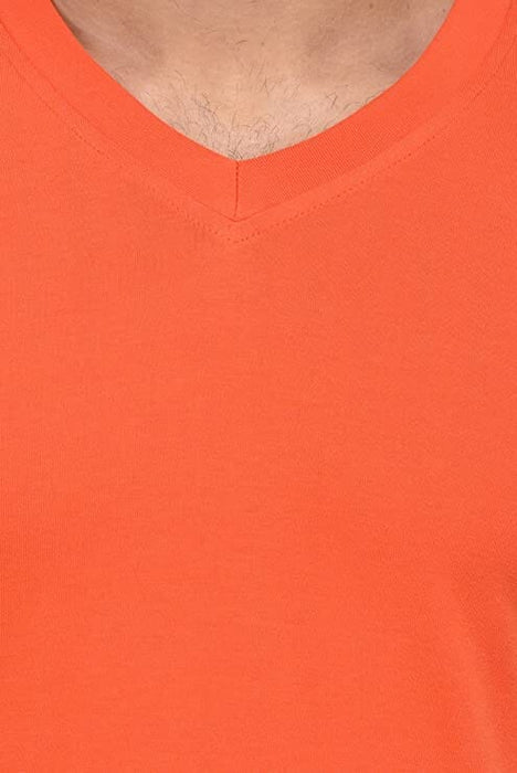 BKS COLLECTION V Neck Orange Colour Half Sleeves Men's Solid Regular Fit Polo T-Shirt t-shirt BIRENDER KUMAR SHARMA 