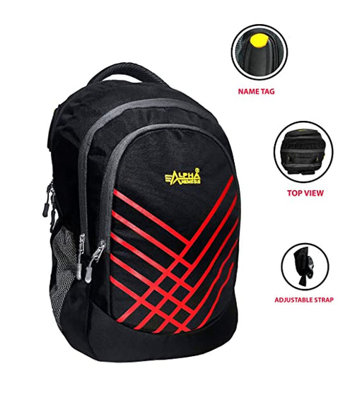 Alpha Nemesis Casual Waterproof Laptop Backpack/Office Bag/School Bag/College Bag/Business Bag/Unisex Travel Backpack Made With Waterproof polyester Black Red Laptop Backpack bags Alpha Nemesis 