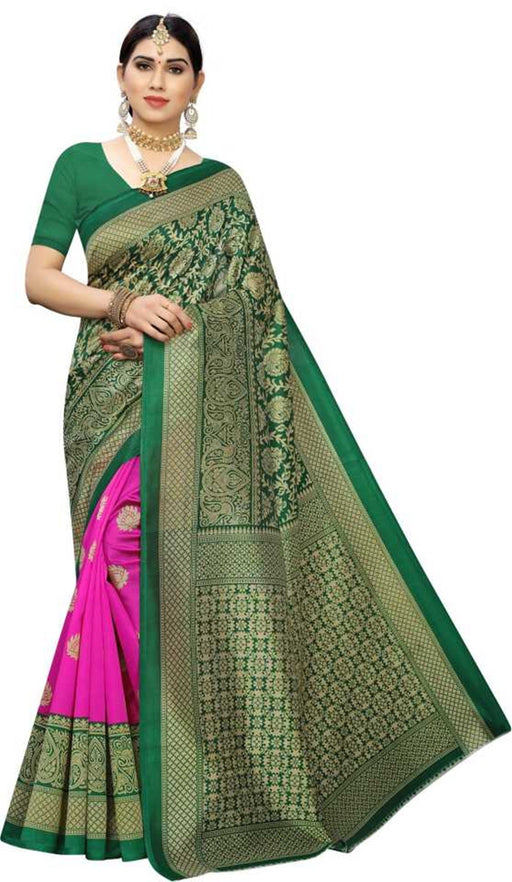 SVB Saree Pink And Green Colour Mysore Silk Saree SAREES SVB Sarees 