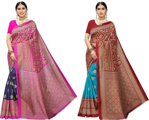 SVB Saree Pink And Red Colour Mysore Silk Saree pack of 2 SAREES SVB Sarees 
