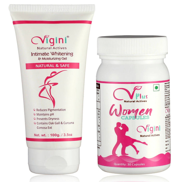 Vigini Vaginal V Tightening Vagina Hygiene Cream Gel with Female Pleasure Stamina Booster Capsule Personal Care Global Medicare Inc 