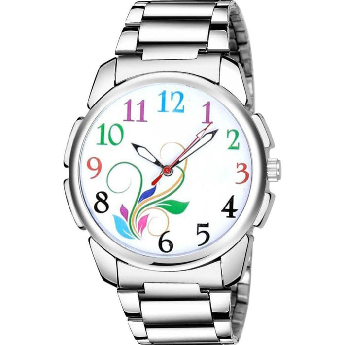 HRV Collection White Print Dial SS Belt Men Watch watches Eglobe India 