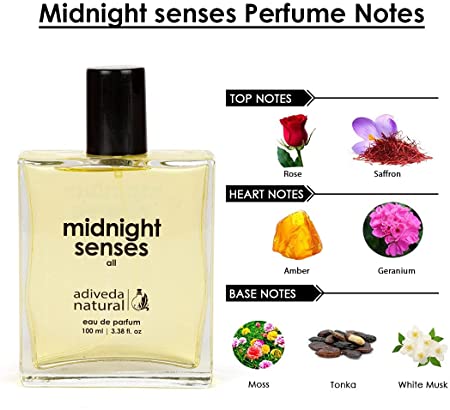 Adiveda Natural Midnight Senses Eau De Parfum - Spicy Oriental White Oud Perfume for Men - 100 ml Perfumes Adiveda Natural 