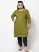 FAZZN Plus Size Rayon Green Colour Straight Kurti Dresses Fazzn 