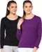 Ap'pulse Solid Women Round Neck Purple, Black T-Shirt (Pack of 2) T SHIRT sandeep anand 
