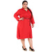 FAZZN Plus Size Red Colour Full Sleeves Dress Dresses Fazzn 