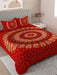 UniqChoice Red Color 100% Cotton Badmeri Printed King Size Bedsheet With 2 Pillow Cover(D-1047NRed) MyUniqchoice 
