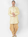 Anil Kumar Ajit Kumar Self Design Creame Banarasi Jamawar Sherwani With Golden Dhoti Men Indo-Western with Dhoti Pant ANIL KUMAR AJIT KUMAR DESIGNER WEAR PVT LTD 