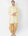 Anil Kumar Ajit Kumar Self Design Golden Banarasi Jamawar Sherwani Men Indo-Western with Dhoti Pant ANIL KUMAR AJIT KUMAR DESIGNER WEAR PVT LTD 