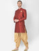 Anil Kumar Ajit Kumar Self Design Sherwani Red Golden Men Indo-Western with Dhoti Pant ANIL KUMAR AJIT KUMAR DESIGNER WEAR PVT LTD 