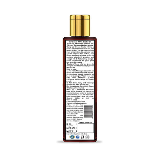 La’Decus India Virgin Castor Oil 200 ml Hair Oil Vitalscoop technologies 